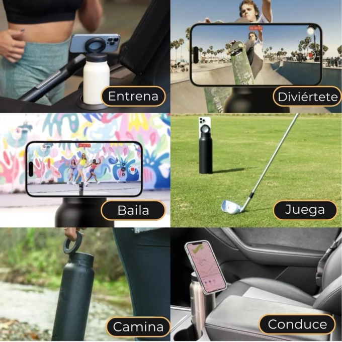 Termo con soporte magnético para celular