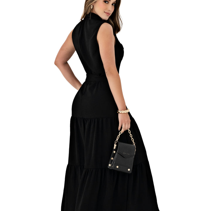 VESTIDO EN POLIESTER CORRUGADO ref. 8749