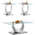 Modern Glass Coffee Table Set of 3 Piece Silver Living Room Table Set of 3 Including Coffee and End Tables Set