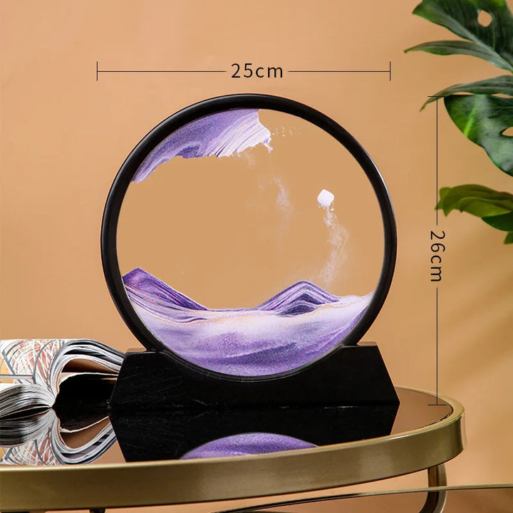 12 Inch 3D Moving Sand Art Picture Round Glass Ocean Sandscape Hourglass Quicksand Craft Flowing Sand Painting Home Decor
