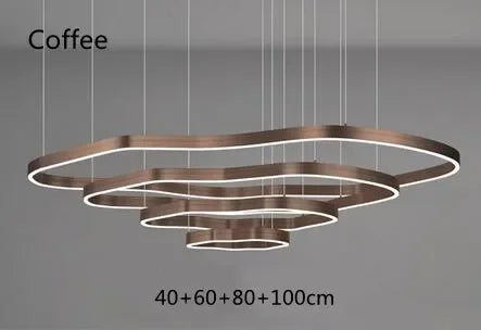 Modern Terraces Chandelier Home Indoor Lighting for Cricular Ring Led Living Room Coffee/Gold Restaurant Pendant Lamps