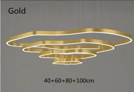 Modern Terraces Chandelier Home Indoor Lighting for Cricular Ring Led Living Room Coffee/Gold Restaurant Pendant Lamps