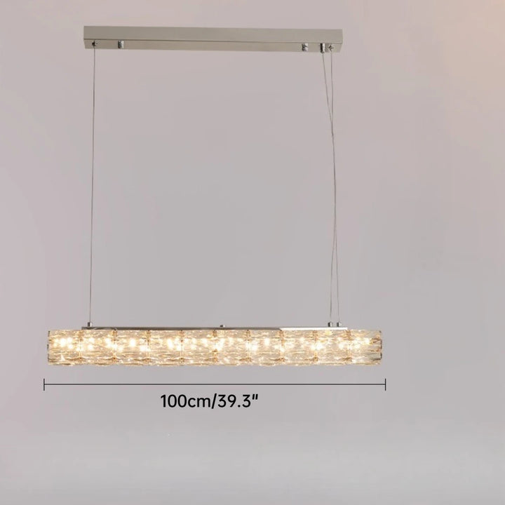 Modern LED Crystal Chandelier Living Room Dining Room Pendant Lamp Long Strip Stainless Steel Ceiling Light Indoor Home Decor