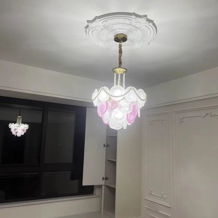 Elegant Pearl Chain LED Ceiling Chandeliers French Design Crystal Hanging Lights for Living Room Lobby Hotel Restaurant Decor
