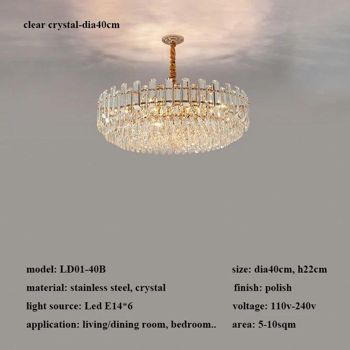 Modern Luxury Crystal Led Pendant Lights Living Dining Room Chandeliers Lighting Home Decor Bedroom Gold Hanging Lamp Luminaire