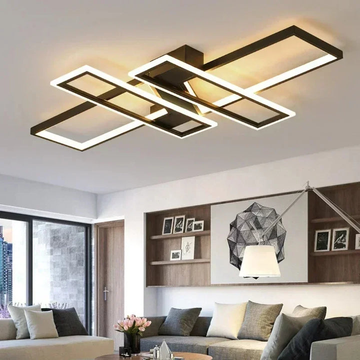 Modern Dimmable with Remote LED Ceiling Lights Minimalist Black White Aluminum Ceiling Lamps for Living Dining Room Home Decor