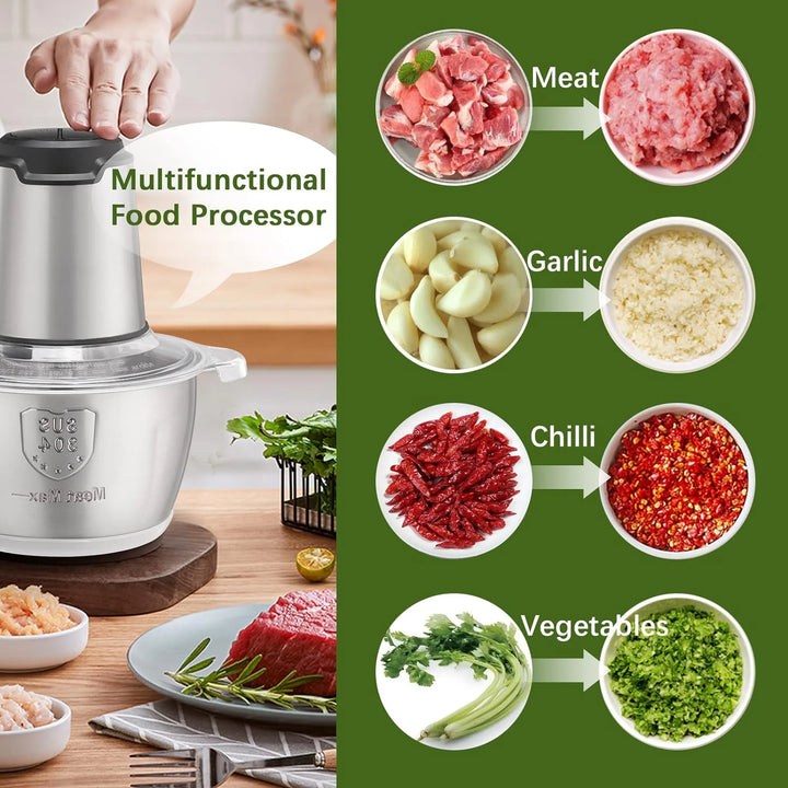 Kitchen in the box Food Processors,350W All-Copper Motor Meat Grinder & Food Chopper - Electric Vegetable Chopper with 2 Bowls