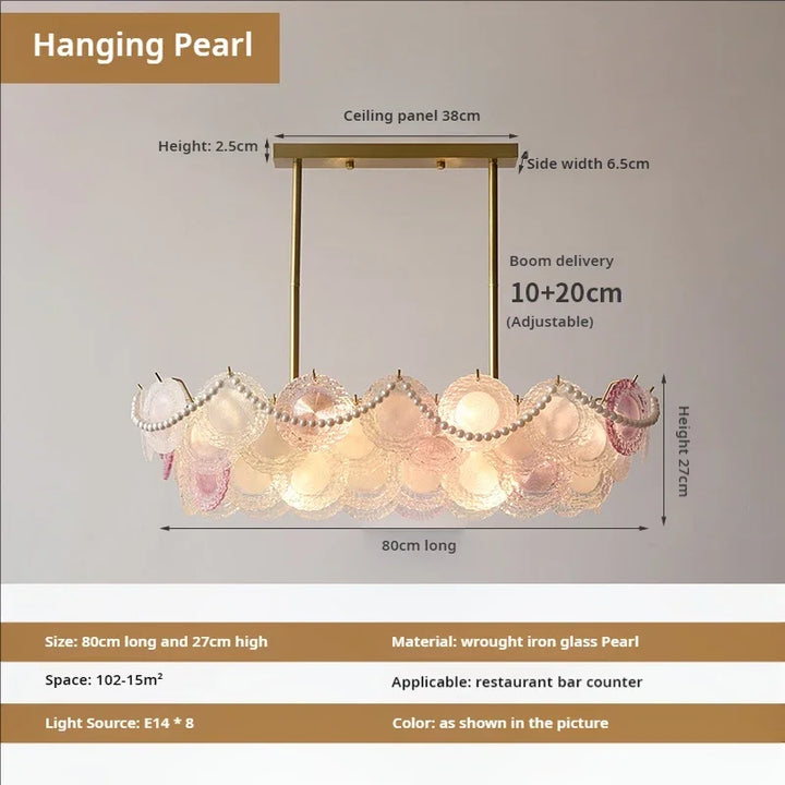 Elegant Pearl Chain LED Ceiling Chandeliers French Design Crystal Hanging Lights for Living Room Lobby Hotel Restaurant Decor