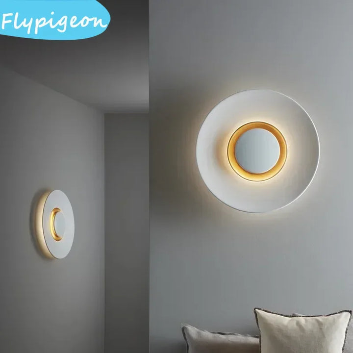 Nordic Modern White Circular LED Wall Lamp Design Background Lighting Dimmable for Bedroom Living Room Hotel Home Staircase Lamp