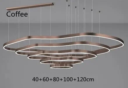 Modern Terraces Chandelier Home Indoor Lighting for Cricular Ring Led Living Room Coffee/Gold Restaurant Pendant Lamps