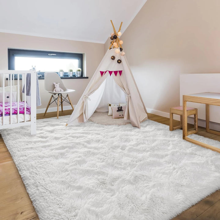 Soft Carpet For Living Room Fluffy Modern Bedroom Bedside Rug Tie-Dyed Grey Indoor Shag Carpets For Kids Nursery Room Home Decor