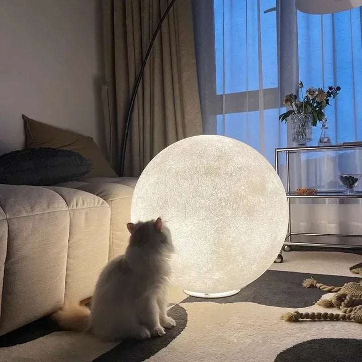 SANDYHA Nordic Style Floor Lamp Rotundity Moon Design Led Light for Living Room Bedroom Decoration Home Study Lighting Fixtures