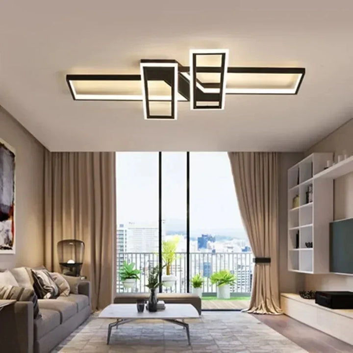 Modern Dimmable with Remote LED Ceiling Lights Minimalist Black White Aluminum Ceiling Lamps for Living Dining Room Home Decor