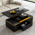 Unique Pull Out Lift Top Coffee Table, Hidden Compartment and Tempered Glass Surface for Living Room, Height Adjustable