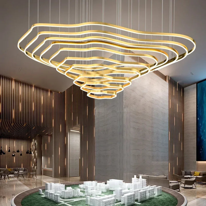 Modern Terraces Chandelier Home Indoor Lighting for Cricular Ring Led Living Room Coffee/Gold Restaurant Pendant Lamps