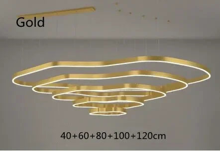 Modern Terraces Chandelier Home Indoor Lighting for Cricular Ring Led Living Room Coffee/Gold Restaurant Pendant Lamps