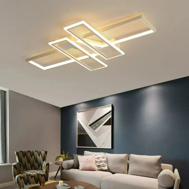 Modern Dimmable with Remote LED Ceiling Lights Minimalist Black White Aluminum Ceiling Lamps for Living Dining Room Home Decor