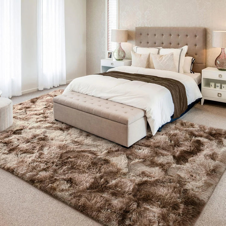 Soft Carpet For Living Room Fluffy Modern Bedroom Bedside Rug Tie-Dyed Grey Indoor Shag Carpets For Kids Nursery Room Home Decor