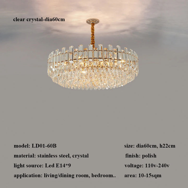 Modern Luxury Crystal Led Pendant Lights Living Dining Room Chandeliers Lighting Home Decor Bedroom Gold Hanging Lamp Luminaire