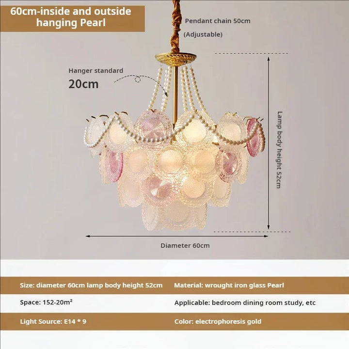 Elegant Pearl Chain LED Ceiling Chandeliers French Design Crystal Hanging Lights for Living Room Lobby Hotel Restaurant Decor