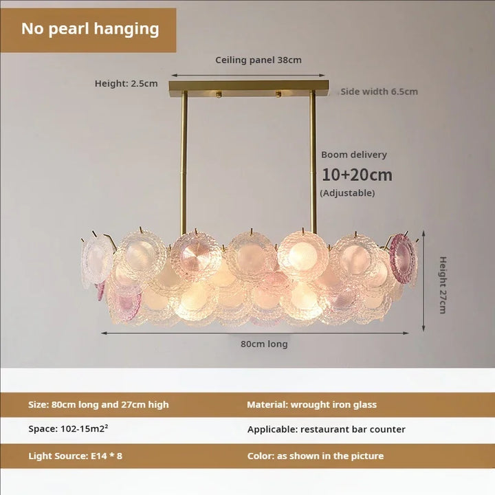 Elegant Pearl Chain LED Ceiling Chandeliers French Design Crystal Hanging Lights for Living Room Lobby Hotel Restaurant Decor