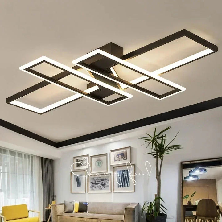Modern Dimmable with Remote LED Ceiling Lights Minimalist Black White Aluminum Ceiling Lamps for Living Dining Room Home Decor