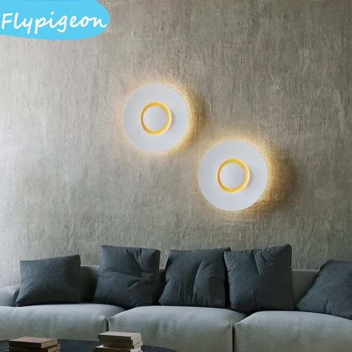 Nordic Modern White Circular LED Wall Lamp Design Background Lighting Dimmable for Bedroom Living Room Hotel Home Staircase Lamp