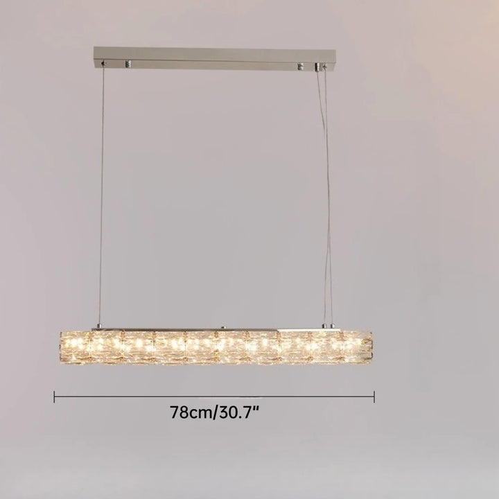 Modern LED Crystal Chandelier Living Room Dining Room Pendant Lamp Long Strip Stainless Steel Ceiling Light Indoor Home Decor