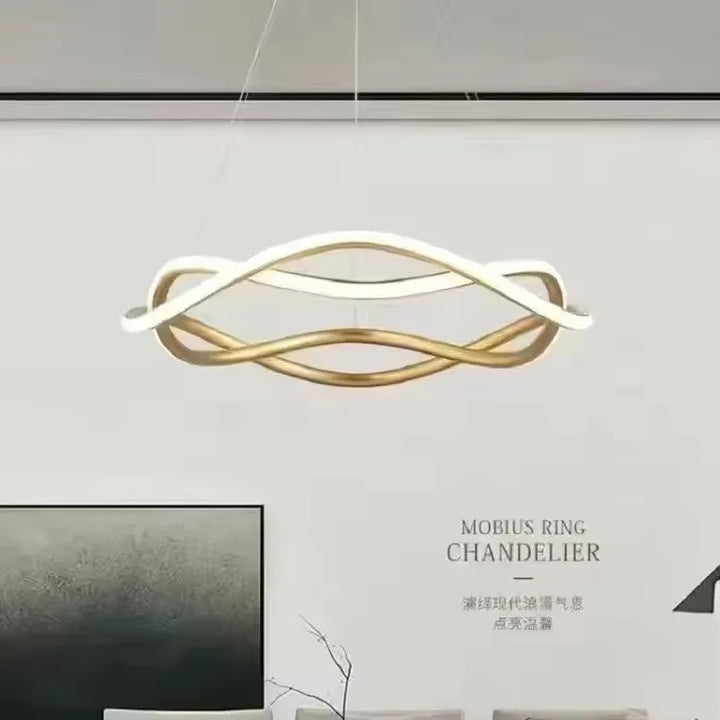 Modern LED Ring Pendant Lights Golden Creative Aluminum Circle Pendant Light for Living Room Restaurant Home Ring Lamp