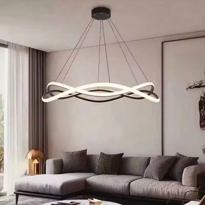 Modern LED Ring Pendant Lights Golden Creative Aluminum Circle Pendant Light for Living Room Restaurant Home Ring Lamp