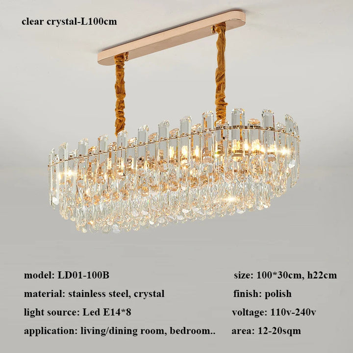 Modern Luxury Crystal Led Pendant Lights Living Dining Room Chandeliers Lighting Home Decor Bedroom Gold Hanging Lamp Luminaire