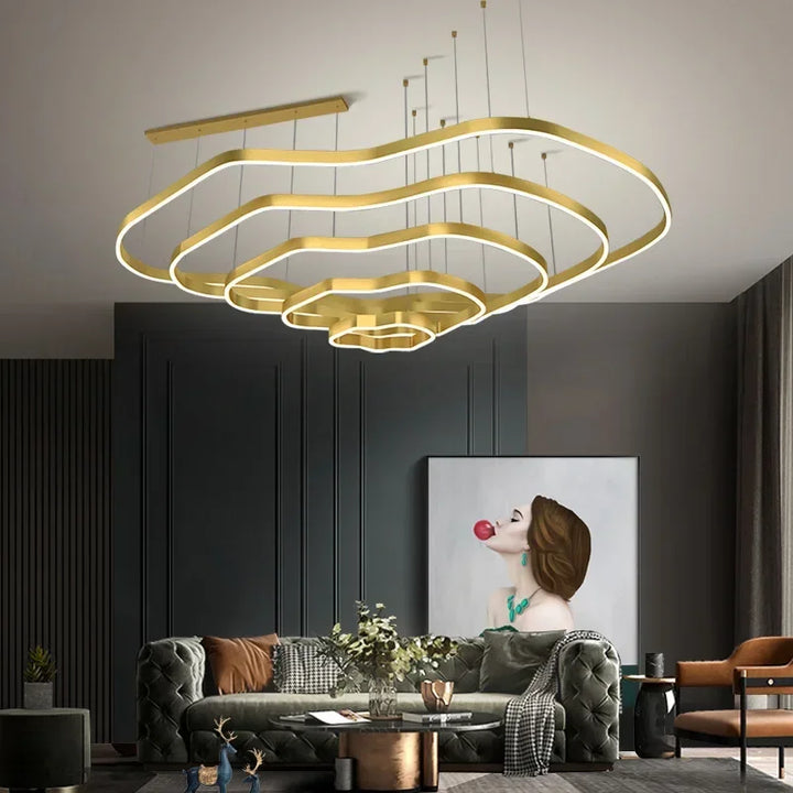 Modern Terraces Chandelier Home Indoor Lighting for Cricular Ring Led Living Room Coffee/Gold Restaurant Pendant Lamps