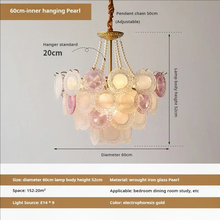 Elegant Pearl Chain LED Ceiling Chandeliers French Design Crystal Hanging Lights for Living Room Lobby Hotel Restaurant Decor
