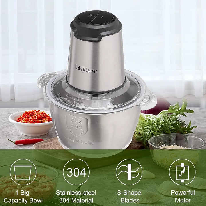 Kitchen in the box Food Processors,350W All-Copper Motor Meat Grinder & Food Chopper - Electric Vegetable Chopper with 2 Bowls
