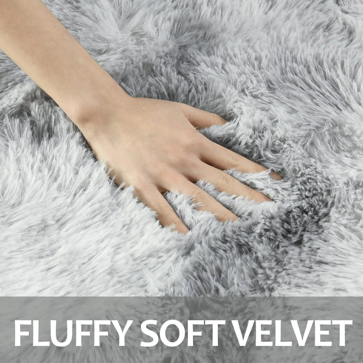 Soft Carpet For Living Room Fluffy Modern Bedroom Bedside Rug Tie-Dyed Grey Indoor Shag Carpets For Kids Nursery Room Home Decor