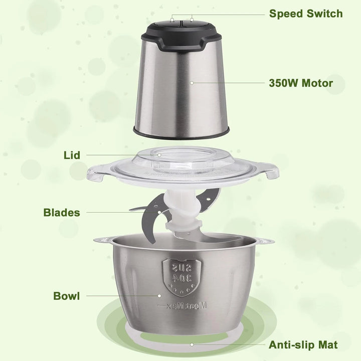 Kitchen in the box Food Processors,350W All-Copper Motor Meat Grinder & Food Chopper - Electric Vegetable Chopper with 2 Bowls