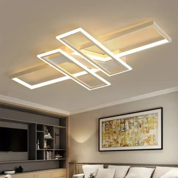 Modern Dimmable with Remote LED Ceiling Lights Minimalist Black White Aluminum Ceiling Lamps for Living Dining Room Home Decor