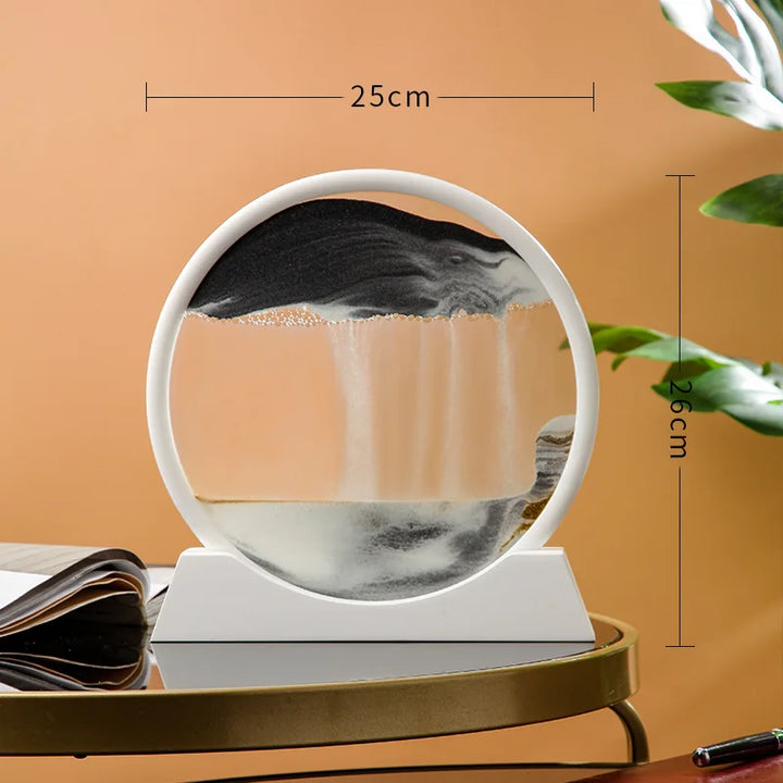 12 Inch 3D Moving Sand Art Picture Round Glass Ocean Sandscape Hourglass Quicksand Craft Flowing Sand Painting Home Decor
