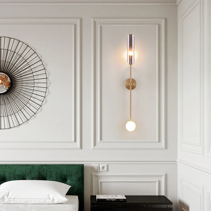 Postmodern Gold Wall Lamp Indoor Copper Sconce Glass LED Wall Light For Living Hall Dining Room Bedroom Kitchen Decorative Lamp