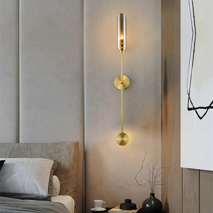Postmodern Gold Wall Lamp Indoor Copper Sconce Glass LED Wall Light For Living Hall Dining Room Bedroom Kitchen Decorative Lamp